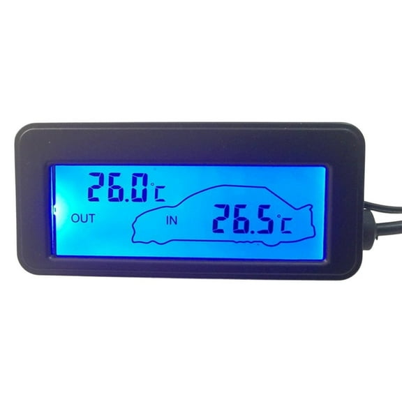 Digital LCD Car Meter 12V Vehicle Temperature Gauge for Indoor and Outdoor Use with Clear Display Screen