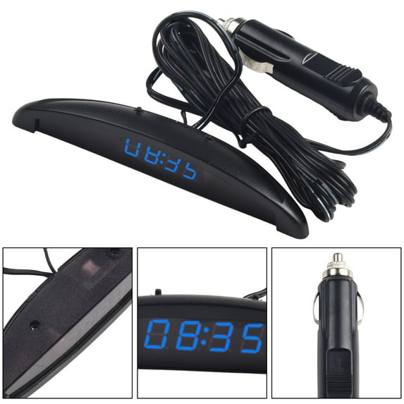 12V Digital LED Alarm Auto Electronic Car Clock Voltmeter Thermometer 3 In 1