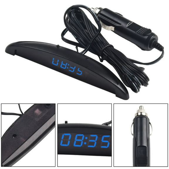 12V Digital LED Alarm Auto Electronic Car Clock Voltmeter Thermometer 3 In 1
