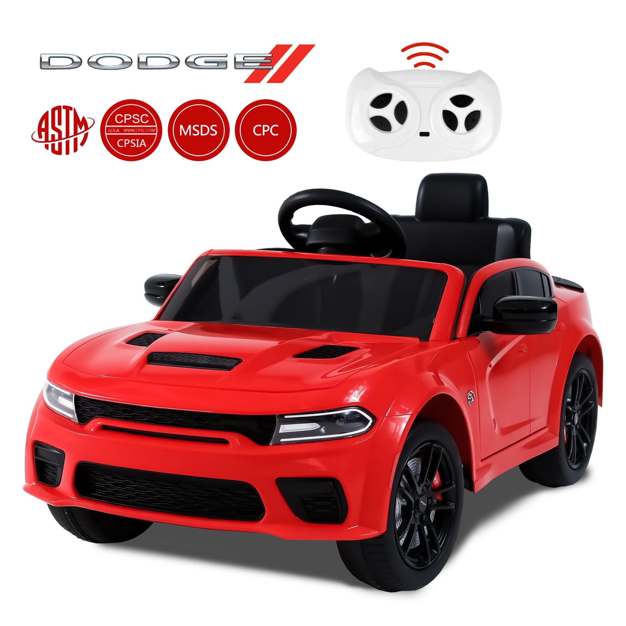 12V Dodge Charger Ride on Car with Remote Control Electric Vehicle for Boys and Girls Kids Ride on Toy for 3 6 Years Old Power Ride on Truck Bluetooth LED light Four wheel