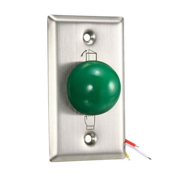 12V Door Release Button Push to Exit Reset Green Sphere Button 86x50