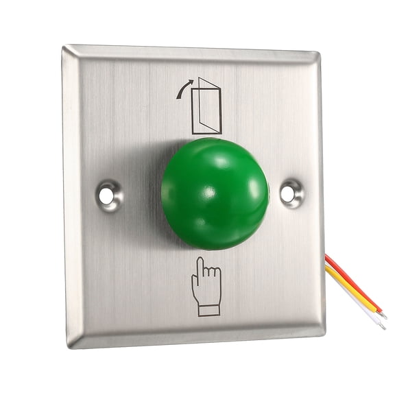 12V Door Release Button Push to Exit Reset Green Sphere Button 86x86