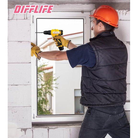 12V Drill Driver Power Tool Combo Kits with Cordless Drill, Professional Household Home Tool Kit Set, Hand Tool Kits for Garden Office House Repair Yellow