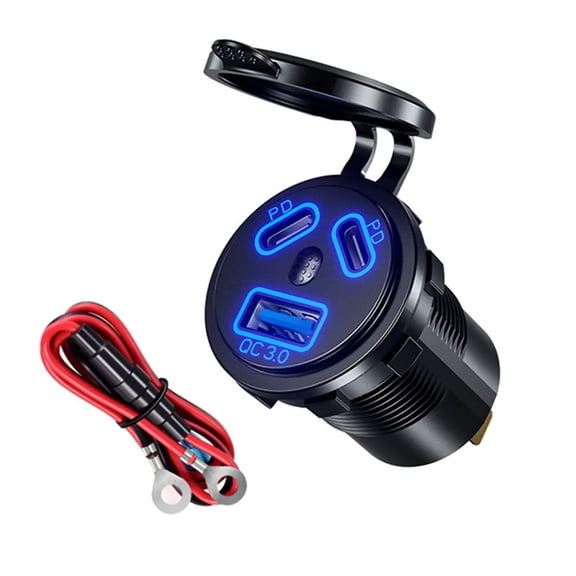 12V Dual PD TYPE-C & QC3.0 USB Car Charger Socket Fast Charging for Multiple Devices in Vehicles