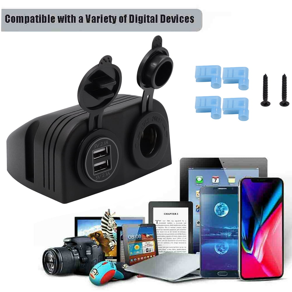 USB Rocker Switch With Dual 4.2A Charger - Plug & Play 12V/24V USB Port For Polaris RZR Ranger General