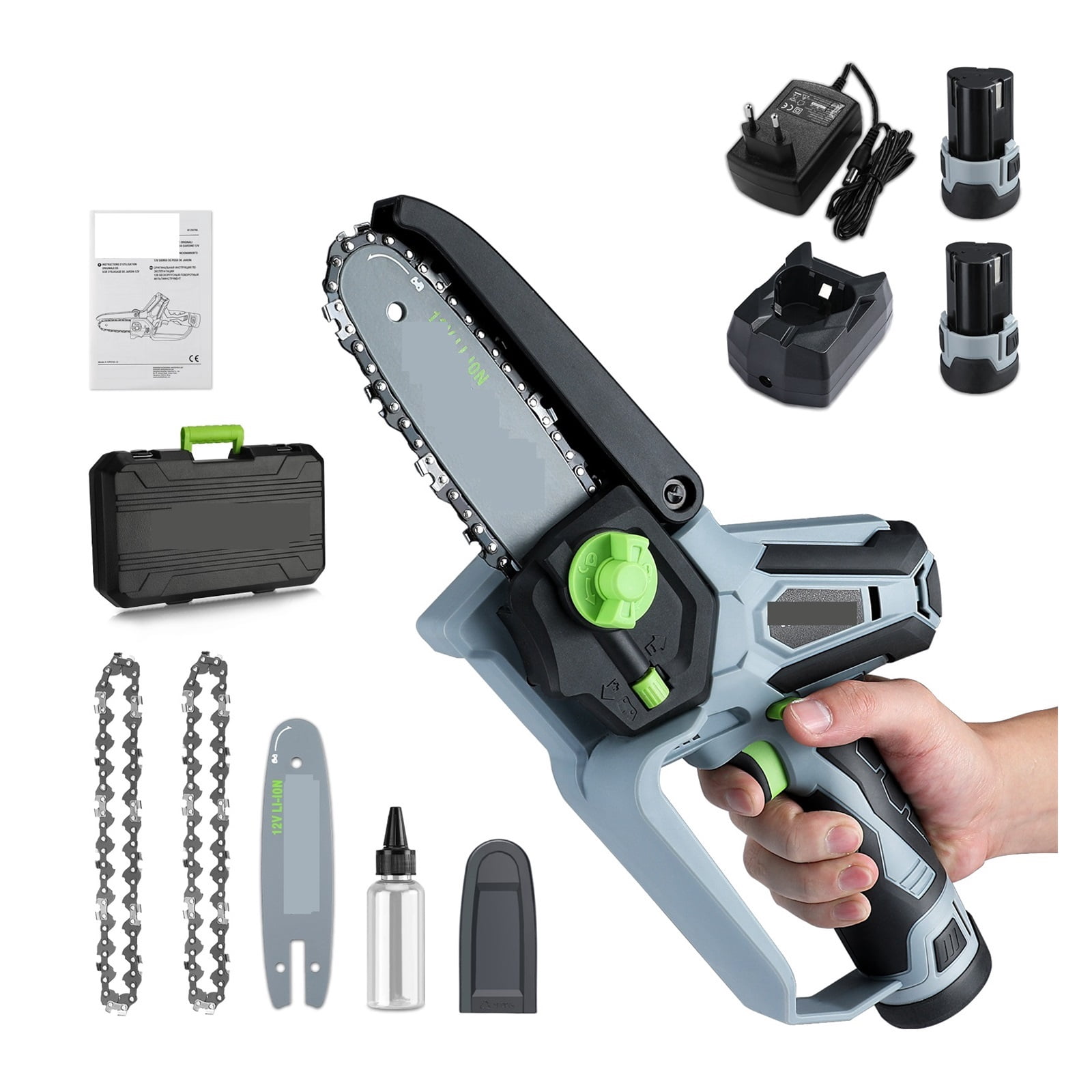 12V Electric 6 Inch Mini Chainsaw Rechargeable Cordless Pruning Saw One ...