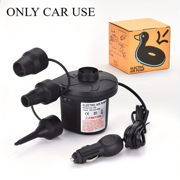 12V Electric Air Pump - Portable Fast Inflation Pump for Inflatable Mattresses, Toys, Swimming Pools, Boats, Outdoor Camping Use