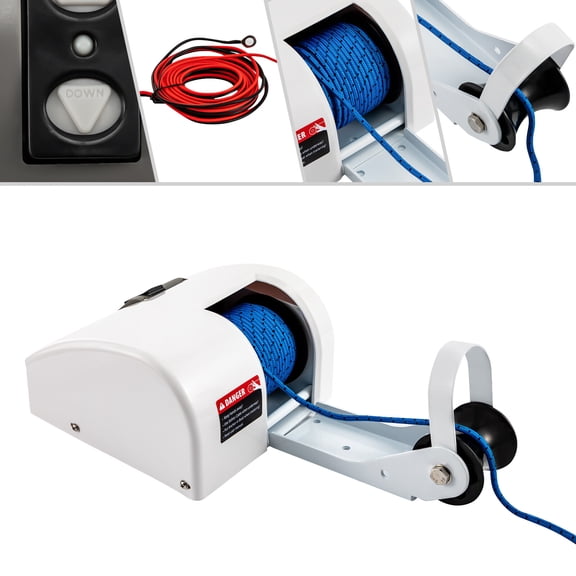 12V Electric Anchor Winch, Boat Anchor Wench with Remote Control 25/45LBS Saltwater Boat Electric Windlass Marine Free Fall Anchor Windlass Kit (25LBS)