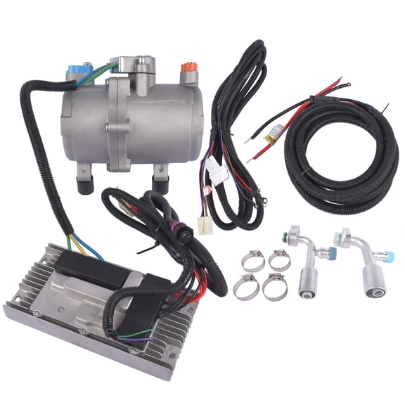 12V Electric Car AC Compressor Kit - Universal Fit - R134a Refrigerant - 1000W - Horizontal Scroll - Aluminum Alloy - LED Fault Indicators - SKU: 22949578