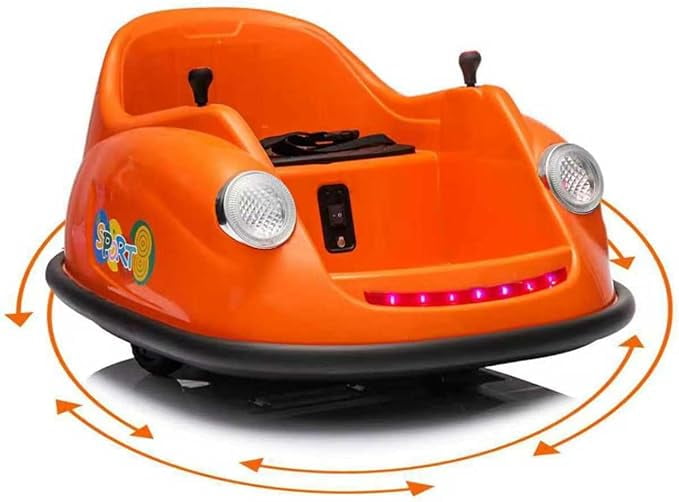 12V Electric Ride Kids Bumper Car w Remote Control 360 Degree Spin Push Rod Rocker Horse Function 3 Speeds Babies Toddlers Bumping Car Ride Toy Gift