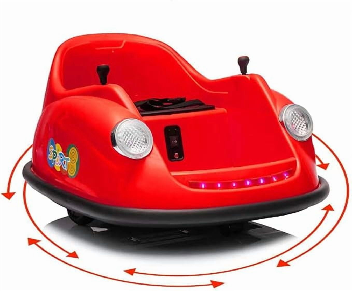 12V Electric Ride Kids Bumper Car w Remote Control 360 Degree Spin Push Rod Rocker Horse Function 3 Speeds Babies Toddlers Bumping Car Ride Toy Gift