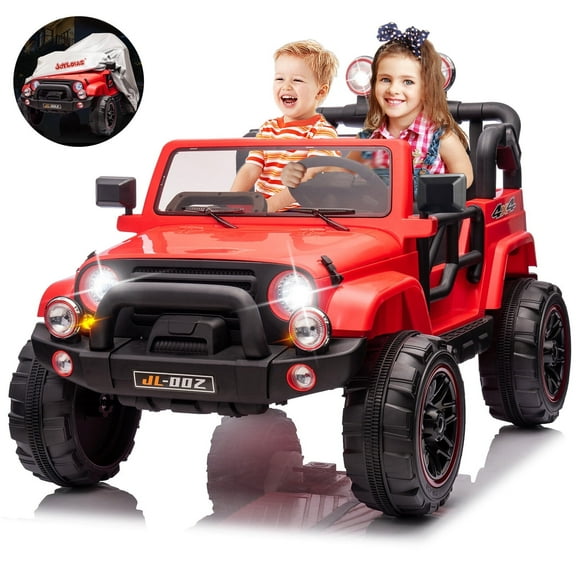 12V Electric Kids Ride On Truck Car Jeep Toys 3 Speeds w/MP3,LED,Cover,Remote Control(Red)