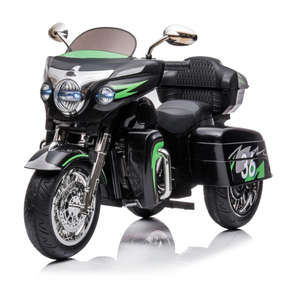 DNWRZCJXY 12V Kids Electric Motorcycle for Ages 3-8 | ASTM/CPC Certified 3-Wheel Ride-On Toy with 1-Hour Battery & Bluetooth|Max 100lbs|Black