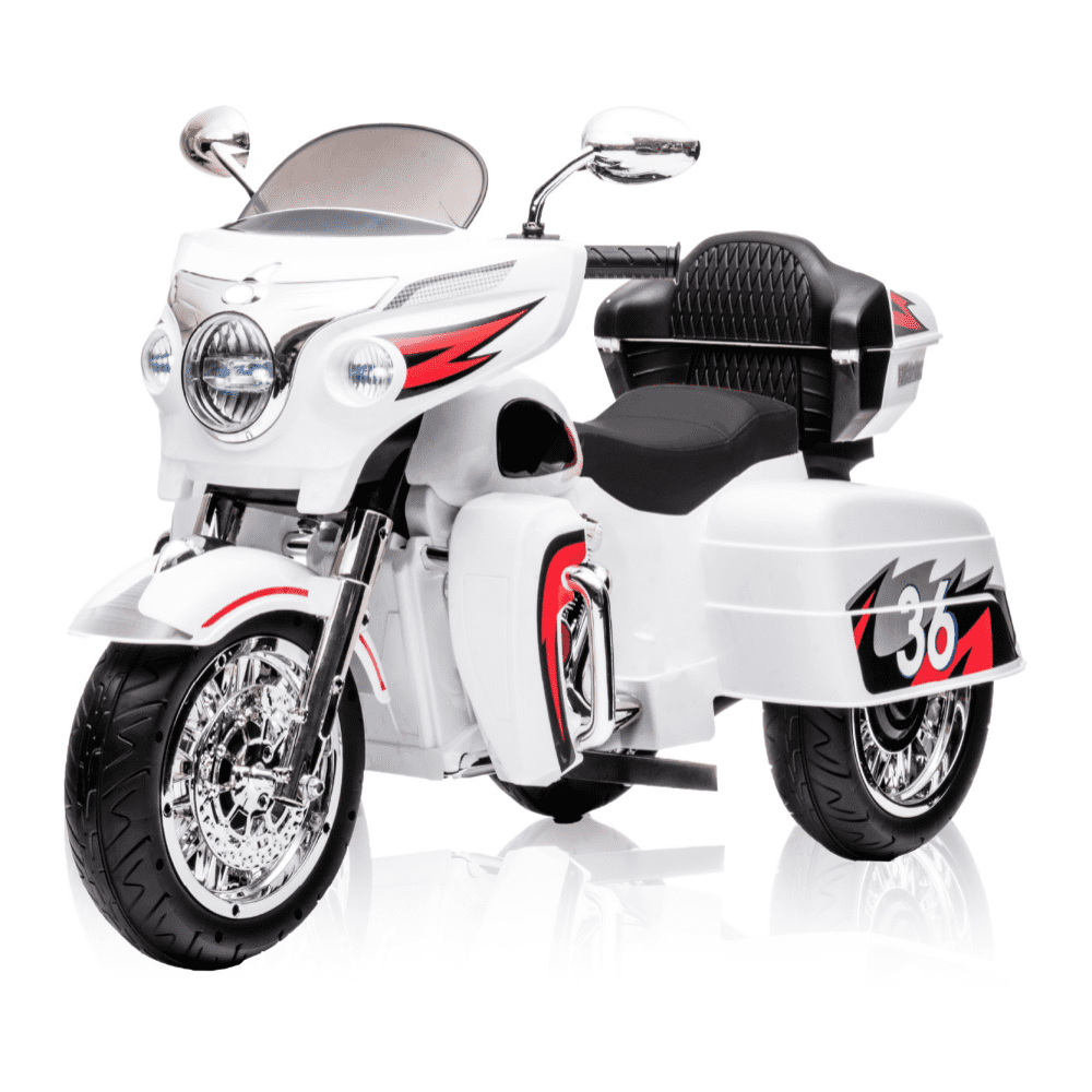 DNWRZCJXY 12V Kids Electric Motorcycle for Ages 3-8 | ASTM/CPC Certified 3-Wheel Ride-On Toy with 1-Hour Battery & Bluetooth|Max 100lbs|White