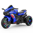 thumbnail image 1 of 12V Electric Motorcycle for Kids 3-5 Years Old, 4 MPH Top Speed, LED Lights, Bluetooth Music, Battery Powered, Blue, 1 of 8