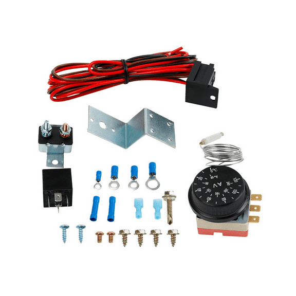 12V Electric Radiator Fan Thermostat Controller Kit Cooling Fan Wiring Relay Wire Kit for Car Truck