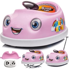 12V Electric Ride on Kids Bumper Car w/Remote Control,360 Degree Spin,Push Rod Rocker Horse Function,3-Speeds Babies & Toddlers Bumping Car Ride on Toy Gift for 1-4 Years Children- Pink