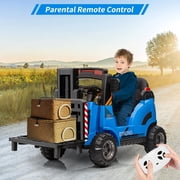 12V Electric Ride On Forklift Car with Remote Control, Liftable Fork and Pallet, High/Low Variable Speed,Built-in Music,USB and Low-Power Alarm