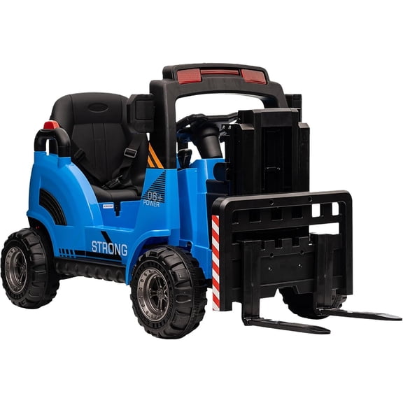 12V Electric Ride‑On Forklift, Dual Manual & Remote Control, Lifting Fork with Removable Pallet, Low‑Power Alarm, Built‑In Music, USB & MP3 Playback, 66 LBS Max Load,Blue