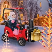 12V Electric Ride-On Forklift Truck with Remote Control, Liftable Fork, Music, USB, 2 Speeds, Seatbelt, for Ages 3-7,Red