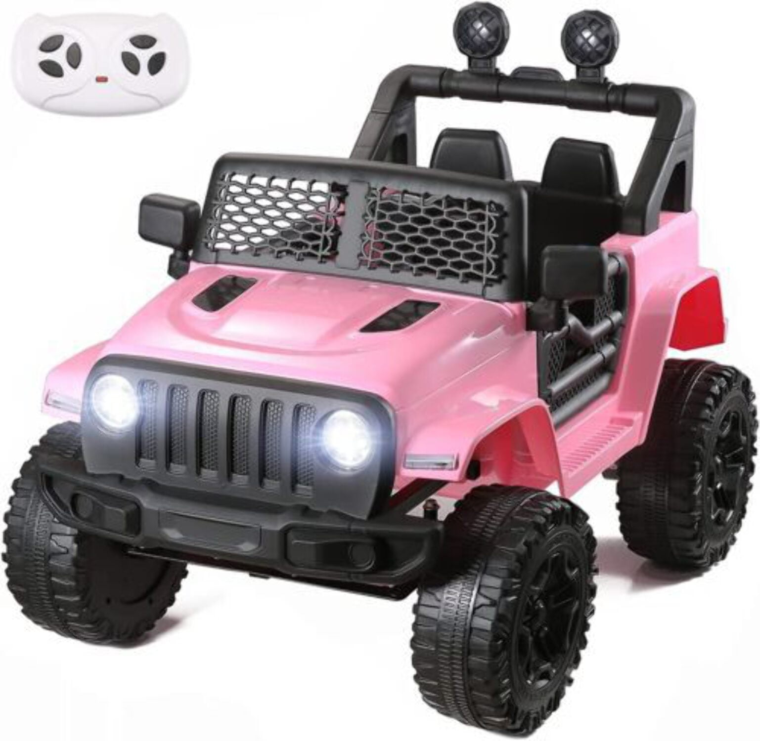 12V Electric Ride On Jeep Truck for Kids with LED Lights, MP3 Player ...