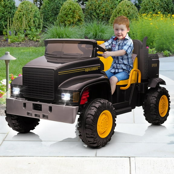12V Electric Ride-On Truck Car with Remote Control, 4WD, Electric Dump Bed, 4x200W Motors, and 3 Speed Settings – 2-Seater Utv for Kids