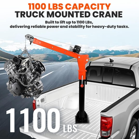 12V Electric Truck Mounted Crane, 2000 lbs Winch with Remote, Alloy Steel Jib Crane for Loading Equipment