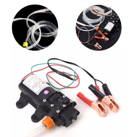 12V Electric Vacuum Pump Extractor, Portable Fluid Transfer Pump with Hose for Diesel, Engine Oil & Fuel, 60W Siphon Suction Pump for Car, Boat & Vehicle Black