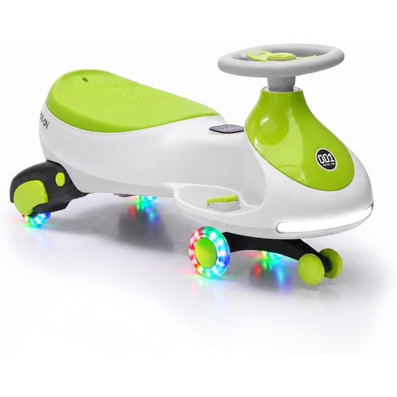 12V Electric Wiggle Car, 2 in 1 Swing Car with Pedal, Anti-Rollover, Max Load 130Lbs, Flashing Wheels, Music, Rechargeable Battery Ride on Toy Indoor Outdoor, Gray