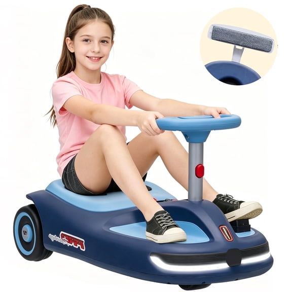 12V Electric Wiggle Car, NEORIVER Kids Cleaning Fun Ride-On Car with Detachable Mop – Music Function, Multi-Speed Mode, LED Headlights, Indoor & Outdoor, Electric Car Toy for Ages 3+