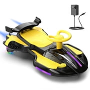 12V Electric Wiggle Car with Pedal for Kids, Rechargeable 2 in 1 Swing Toy, Devil Drifting Car with Backrests, Anti-Rollover, Spray, Light, Bluetooth, Maximum Speed up to 4 mph, for Ages 3 and Up