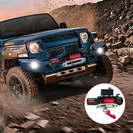 CazToi 12V Electric Winch 10000 Lbs Load Capacity Truck Winch with 85ft Synthetic Rope Waterproof Automobile Winch for Trailer Truck  ATV and UTV