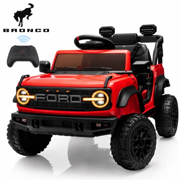 Conchico Licensed Ford Bronco Raptor 12V Kids Ride on Cars with Remote Control, Battery Powered Ride on Toys with All-Terrain Wheels, Toddler Electric Car with Music for Boys Girls 3-5, Red