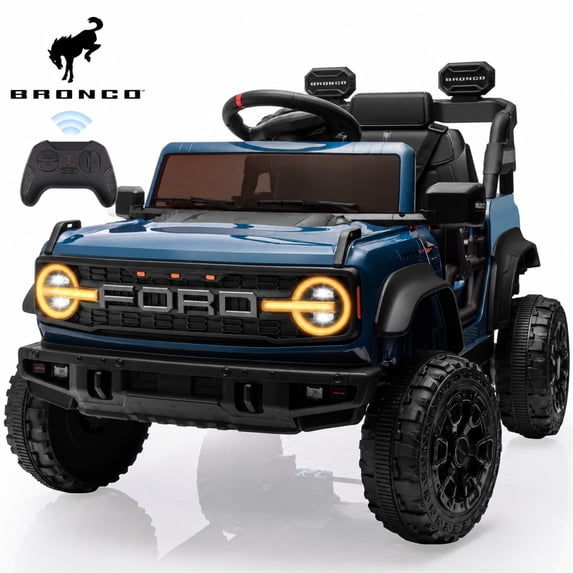 Conchico Licensed Ford Bronco Raptor 12V Kids Ride on Cars with Remote Control, Battery Powered Ride on Toys with All-Terrain Wheels, Toddler Electric Car with Music for Boys Girls 3-5, Blue