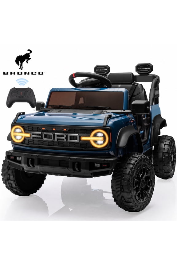 Licensed Ford Bronco Raptor 12V Kids Ride on Cars with Remote Control, Battery Powered Ride on Toys with All-Terrain Wheels, Toddler Electric Car with Music for Boys Girls 3-5, Blue