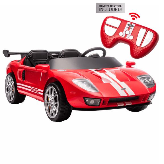 Hyper 12V Ford GT Convertible, Battery Powered Ride on Toy for Kids Ages 3+, Red, with Remote Control