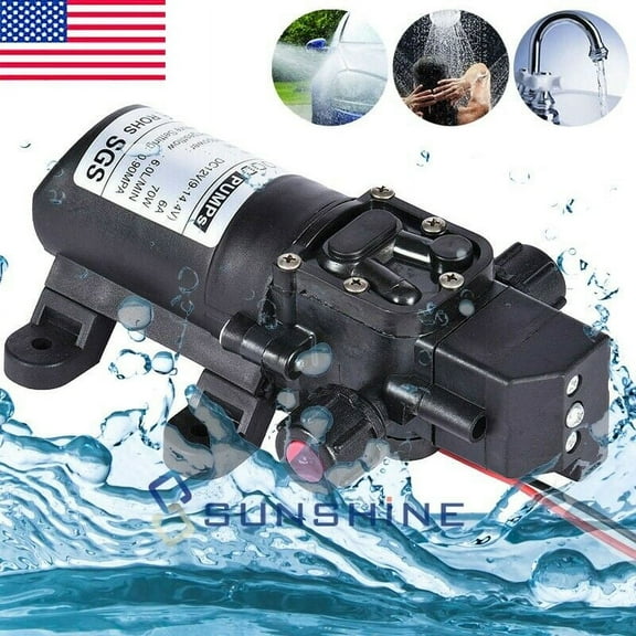 12V Fresh Water Pump 70W RV Diaphragm Pump with 2 Hose Clamp Self Priming Pump