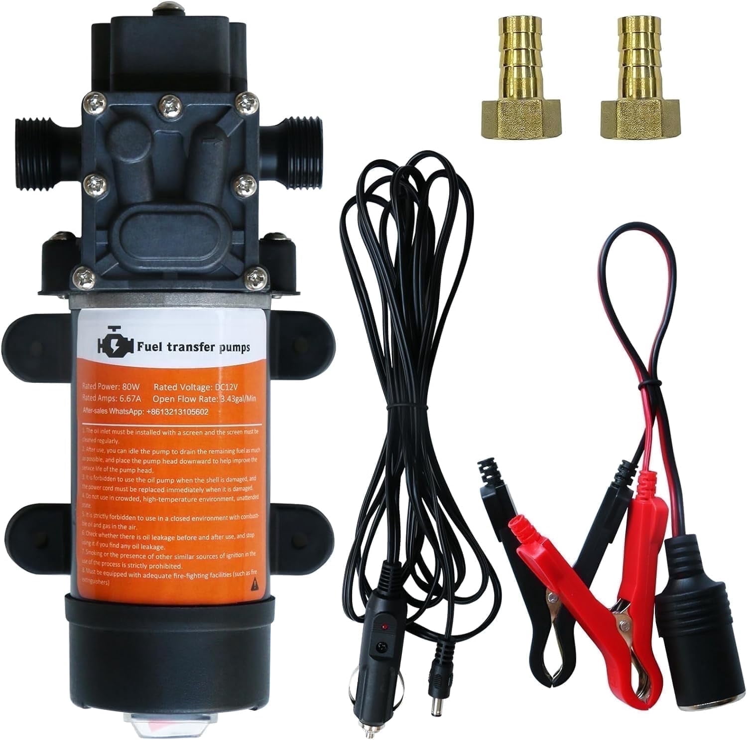 Steauty 12V 120 GPH Fuel Transfer Pump for Gas and Diesel, with 11.5 ft Power Cable, for Cars, Trucks, Boats