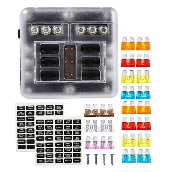 12V Fuse Block, Fuse Panel with LED Warning Proof Cover-6 Circuits