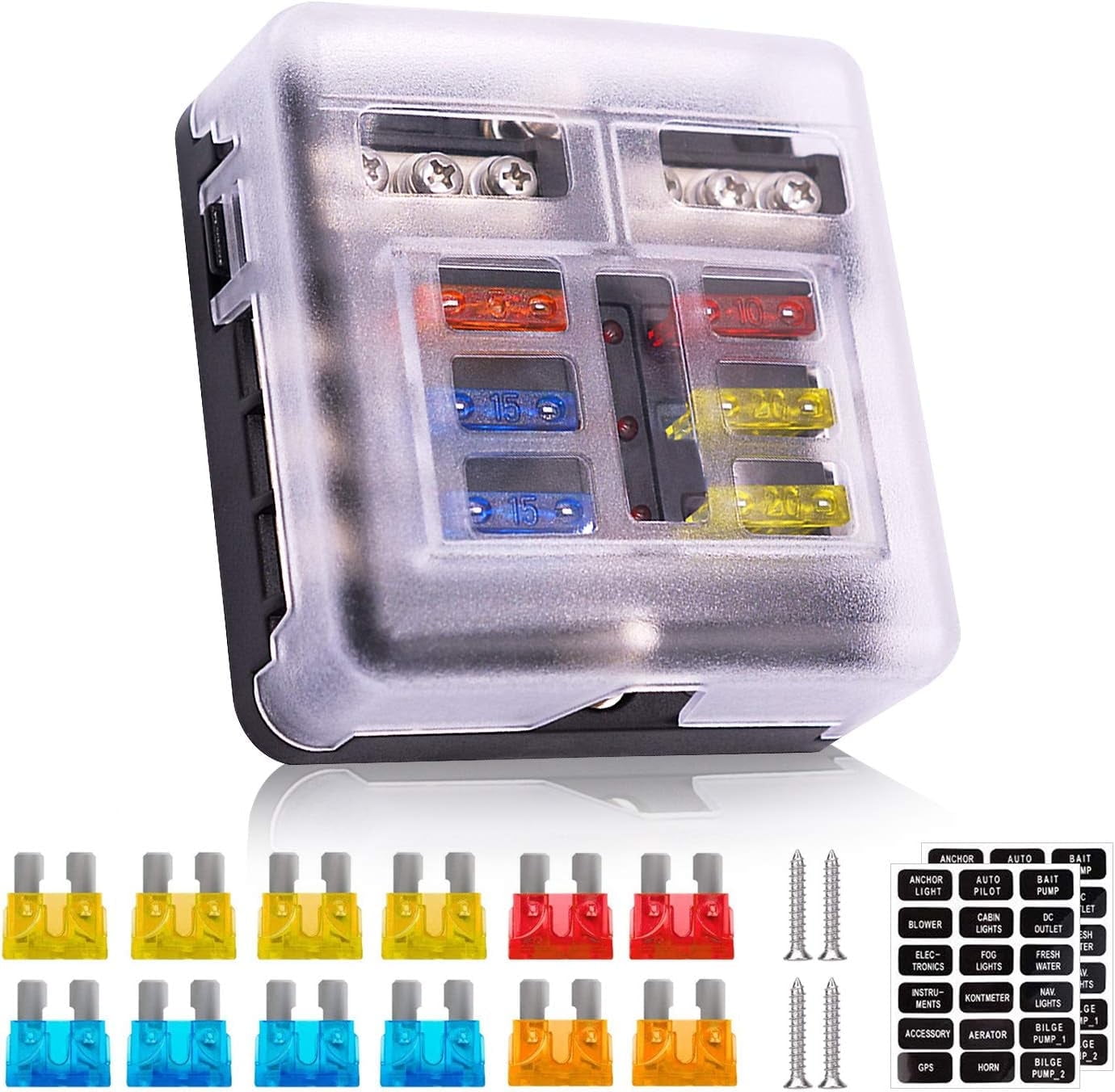 12 Volt Fuse Block, Waterproof 6 Way Fuse Box with 6 Philippines 12 Volt Fuse Block, Waterproof 6 Way Fuse Box with 6 Philippines