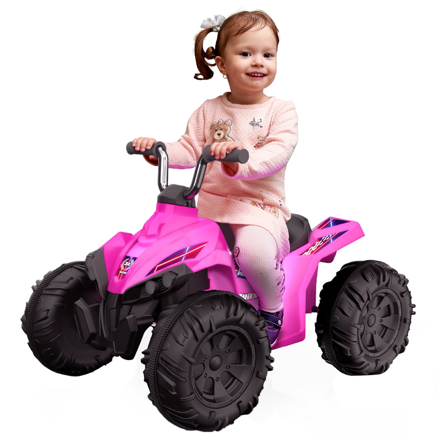 Kid Trax 12V Glow ATV Ride-On Toy, Pink, with LED Lights, Rechargeable Battery, Ages 36