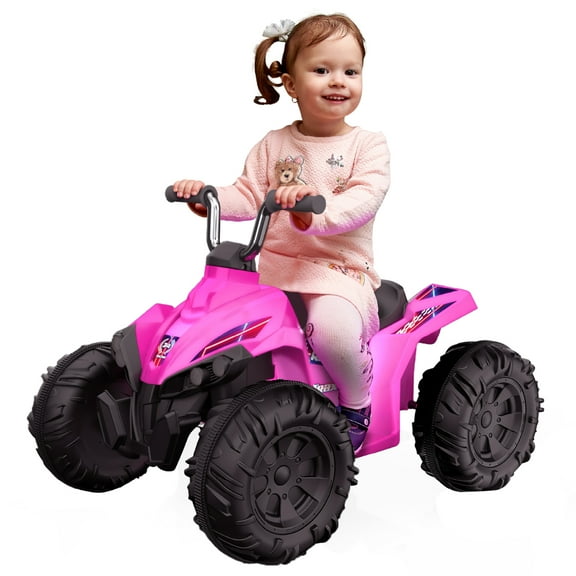 Kid Trax 12V Glow ATV Ride-On Toy, Pink, with LED Lights, Rechargeable Battery, Ages 36