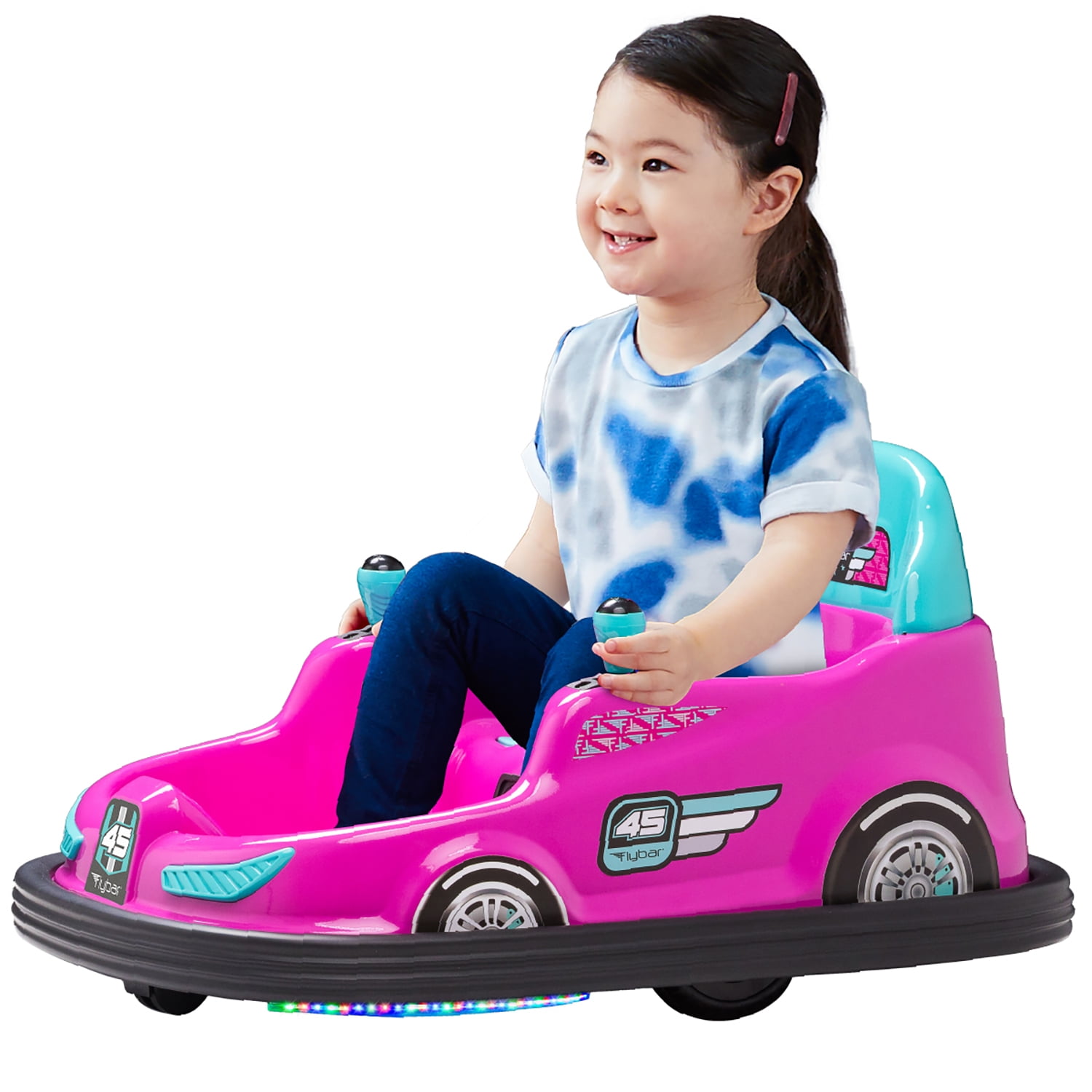 Walmart daily deals:  Kid Trax 6V Bumper Car Ride-On Toy, Pink, 360° Spin with LED Lights, Soft Bumpers, Safety Belt