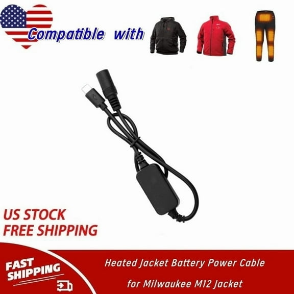12V Heated Jacket Battery Step up Power Cable Compatible with Milwaukee M12 Jacket