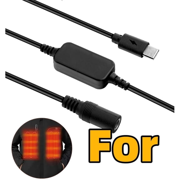 12V Heated Jacket Step up Adapter Charger Cable Compatible with Milwaukee M12 Jacket