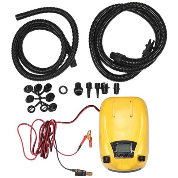 12V High Pressure Electric Air Pump for Inflatable Fishing Boat GP80D LCD Display Portable Intelligent Mode,1 x Electric Air Pump 1 set x Accessroies,Yellow