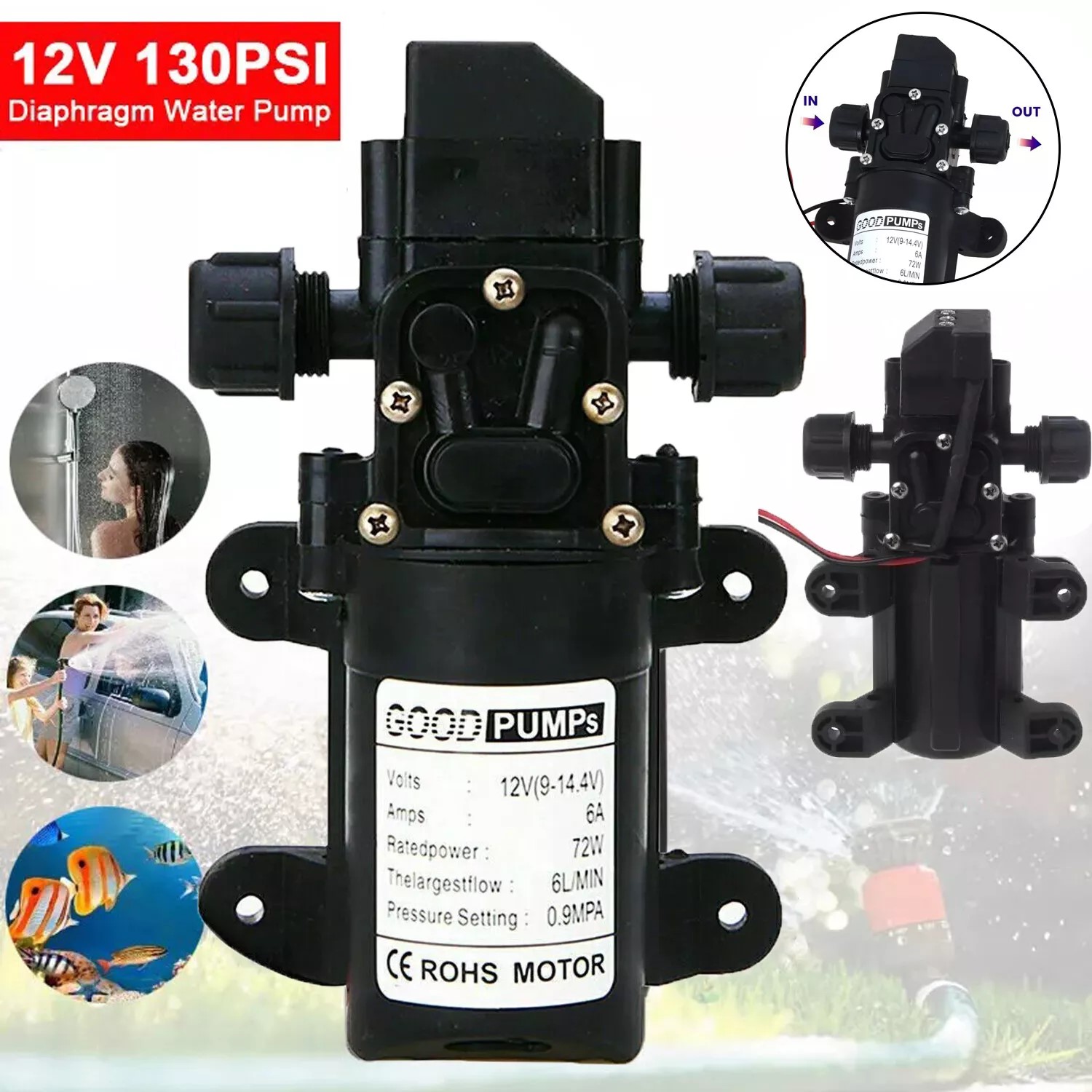 12V DC Water Pump Diaphragm Pump 12 Volt Self Priming Sprayer Pump with