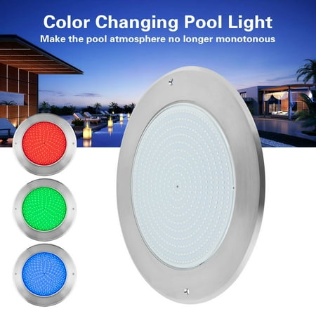 12V Inground Swimming Pool Lights,45W IP68 Waterproof Stainless Steel Color Changing LED Pool Lights 11inch Diameter