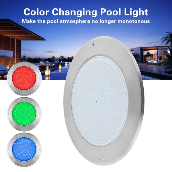 12V Inground Swimming Pool Lights,45W IP68 Waterproof Stainless Steel Color Changing LED Pool Lights 11inch Diameter