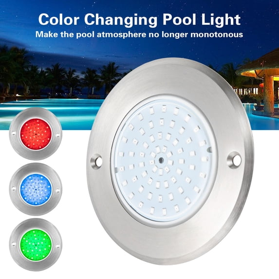 12V Inground Swimming Pool Lights,6W IP68 Waterproof Stainless Steel Color Changing LED Pool Lights 4.33inch Diameter
